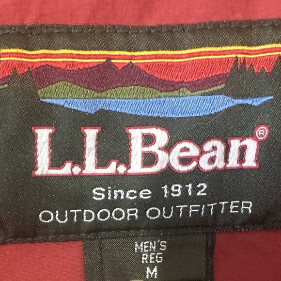 Vintage LL Bean Jacket Mens Medium Red Rain Windbreaker Full Zip Nylon Fishing - Picture 4 of 9